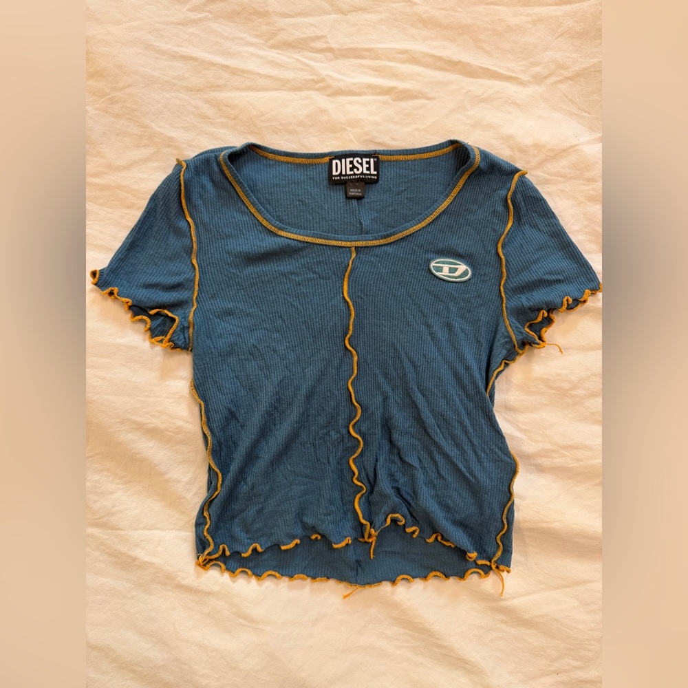 Diesel Blue and Yellow Crop Top
